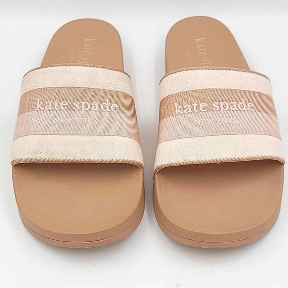 Kate Spade Buttercup pink natural Slide Sandals flats size 11 new - Picture 2 of 4